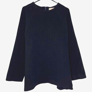 Studio Nicholson Women Sweater US 8 Blue Wool Knit Boat Neck Long Sleeve Pockets
